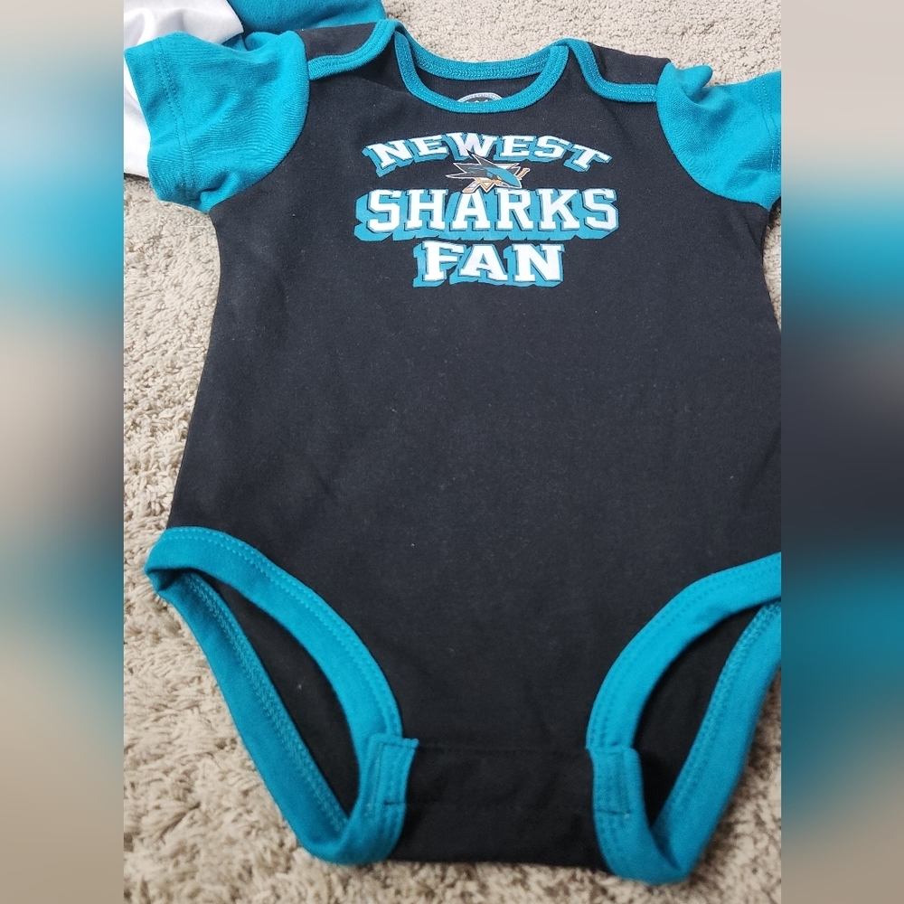 San Jose Sharks Pack of 3 Onesies - NB 6-9 MO - Picture 6 of 12